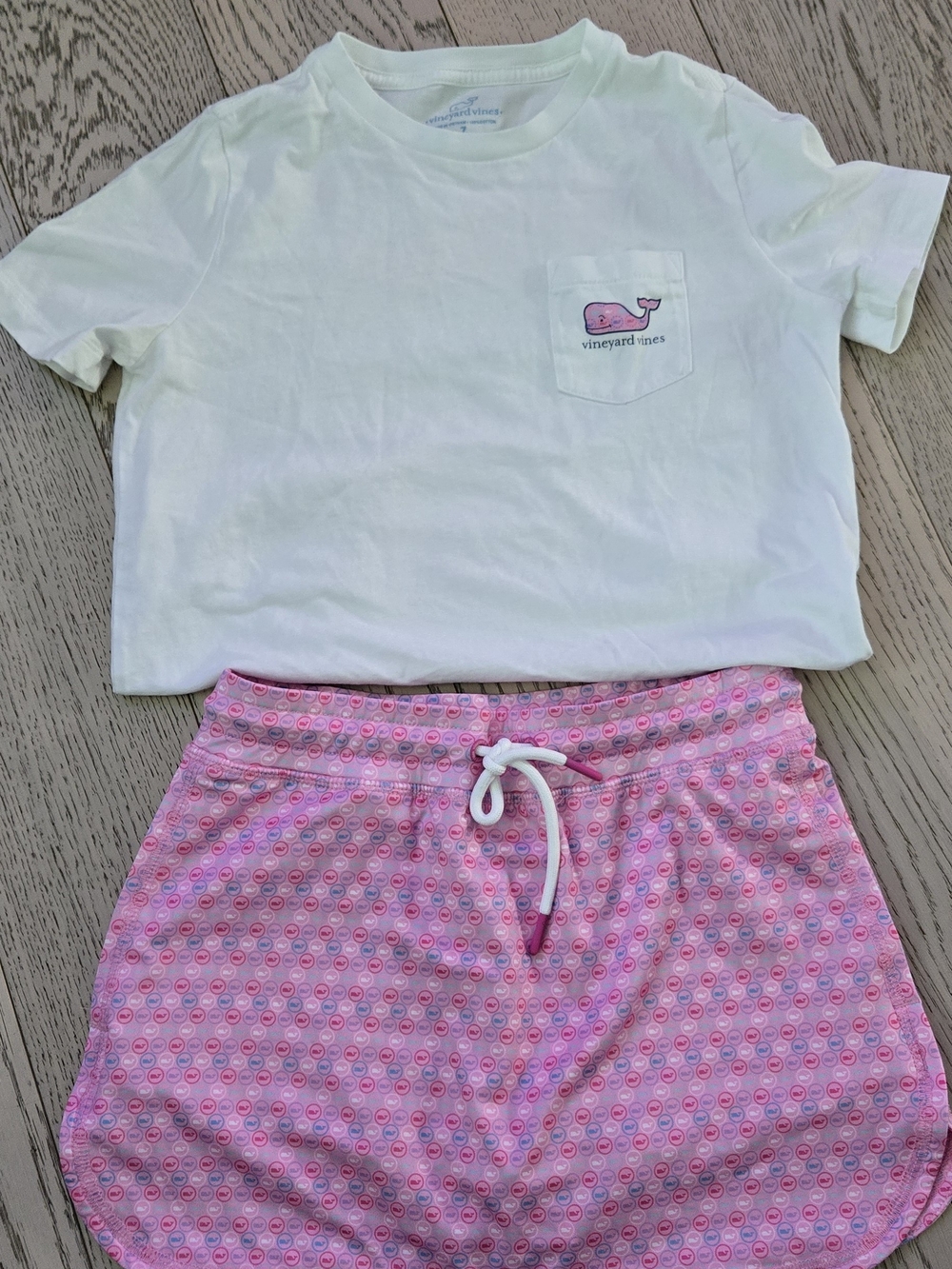 Vineyard Vines White Pocket Tee with Pink Patterned Skort